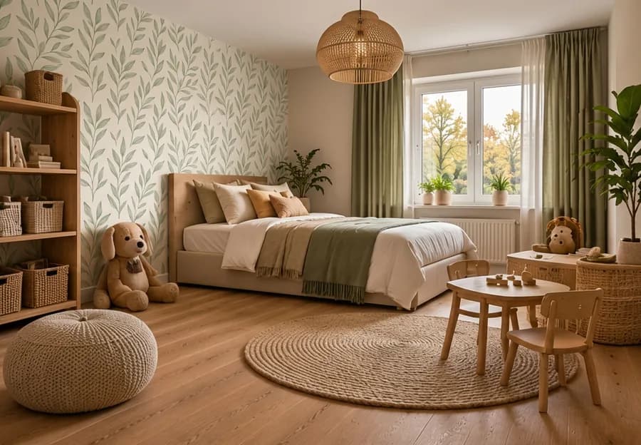 Babykamer met bladeren