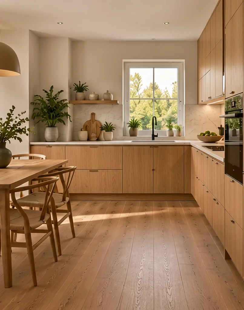 Kleine keuken met eiken fronten