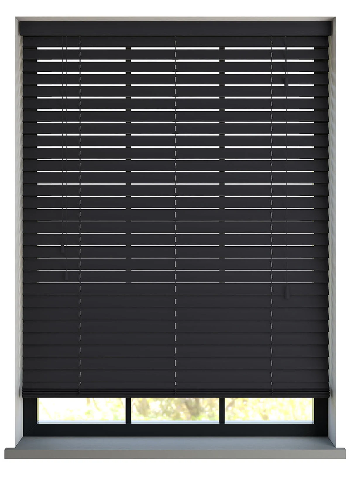 Sunwood houten jaloezie met koord - zwart