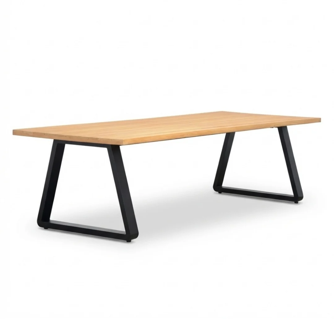 Elena low dining tuintafel 6 personen | teakhout + aluminium | Natural Teak | 240cm