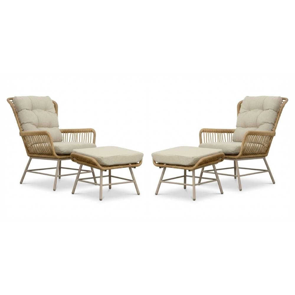 Dex lounge balkonset 2 personen | touw + aluminium | Bamboo Beige | 4-delig