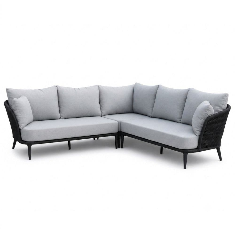 Palermo hoek loungeset 5 personen | aluminium + touw | Stone Grey | 4-delig - 230x230cm