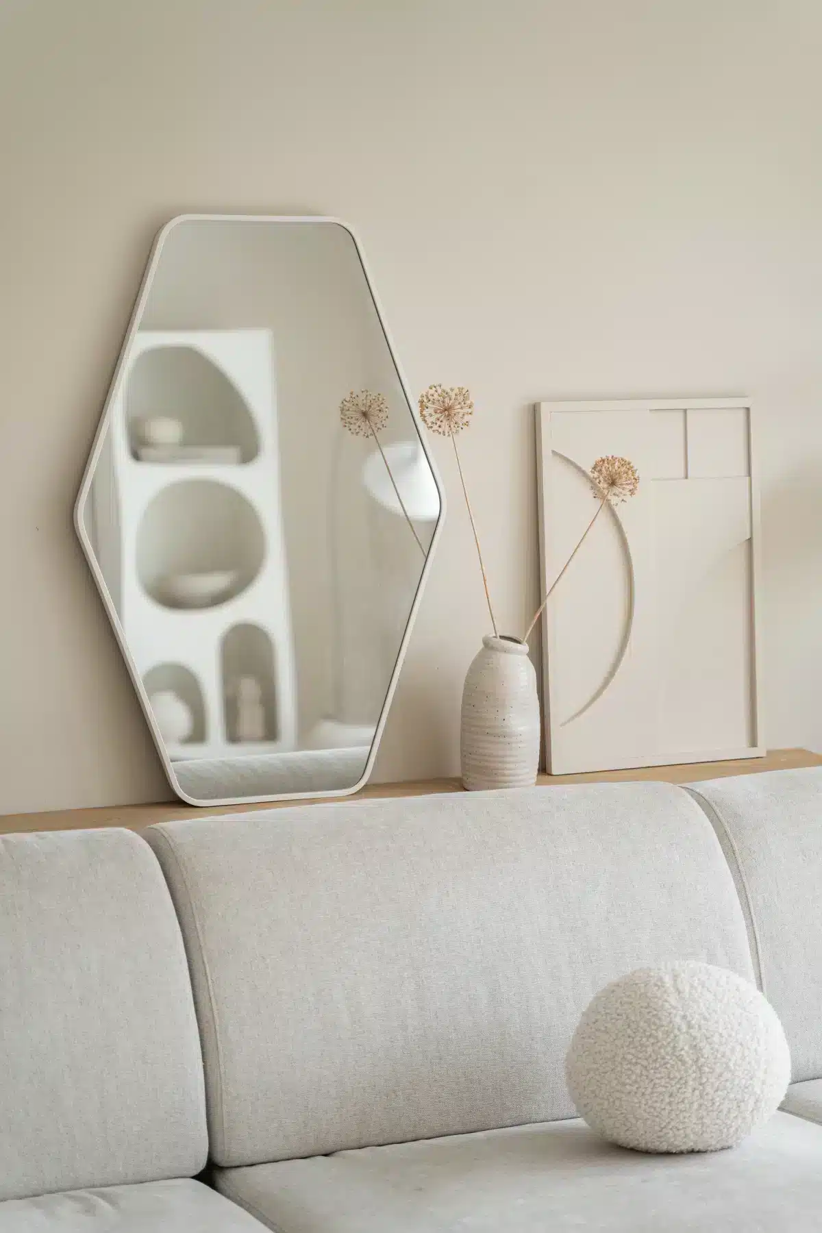 Hexagon spiegel 90×60 cm - Mat Wit