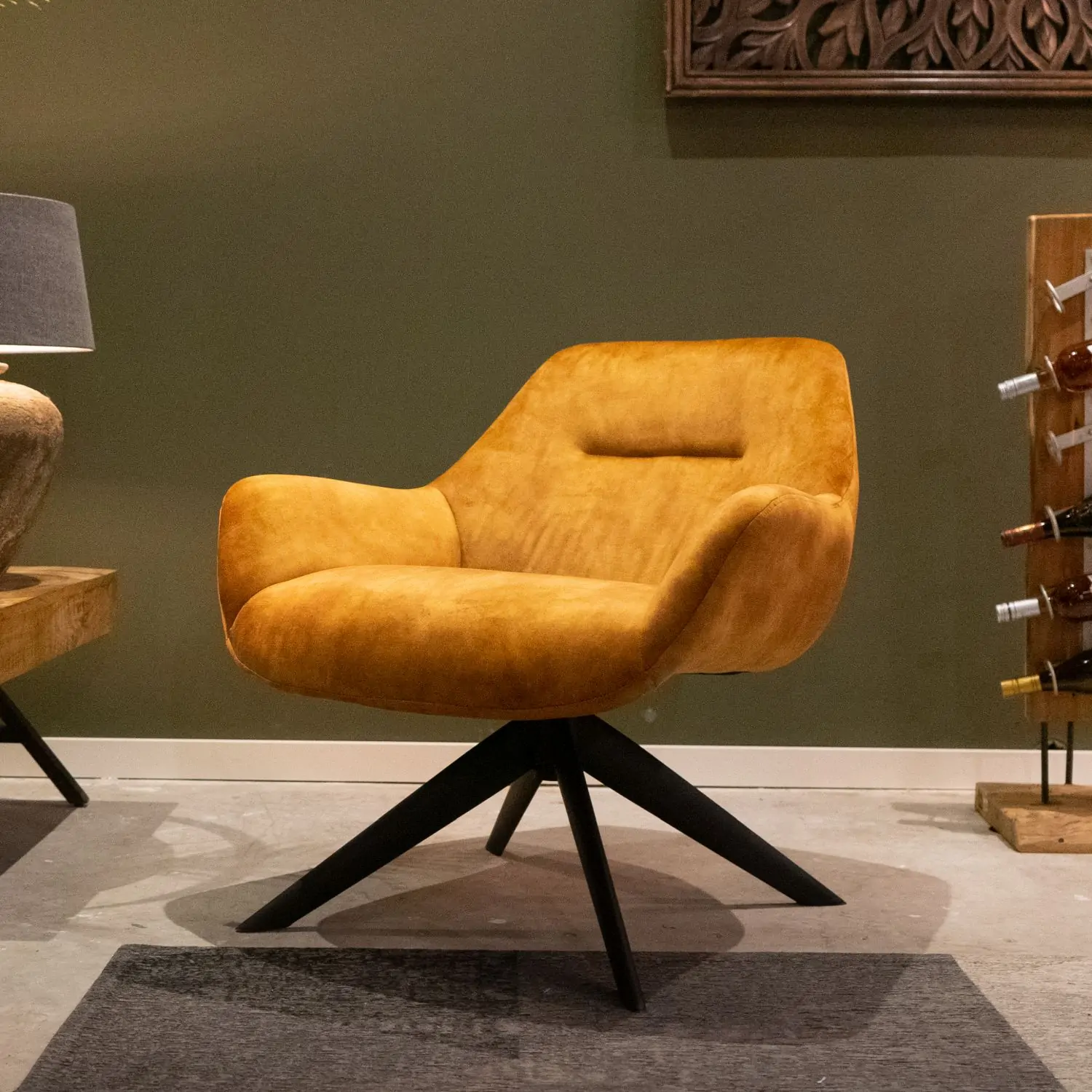 Fauteuil Nevada velvet cognac